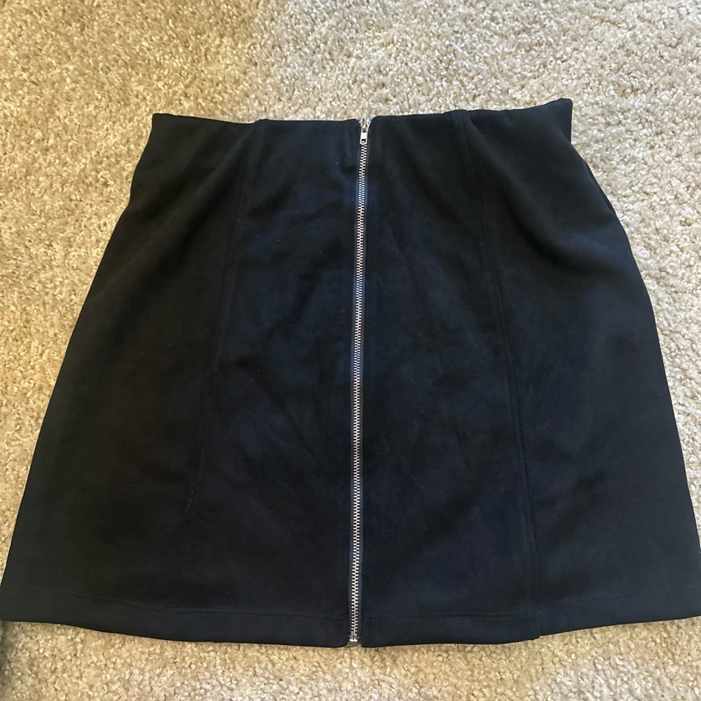 Have Black Mini Skirt with Front Zipper
